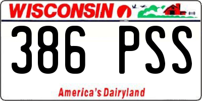 WI license plate 386PSS