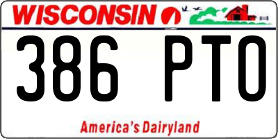 WI license plate 386PTO