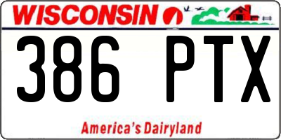 WI license plate 386PTX