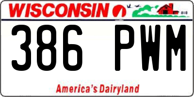 WI license plate 386PWM