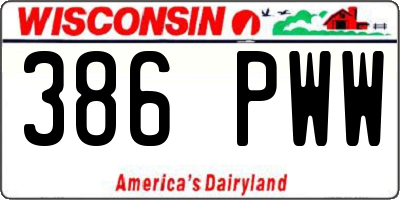 WI license plate 386PWW