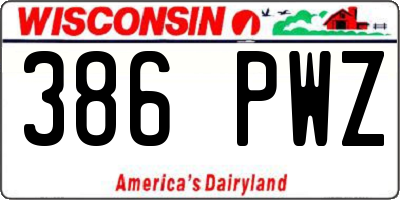 WI license plate 386PWZ