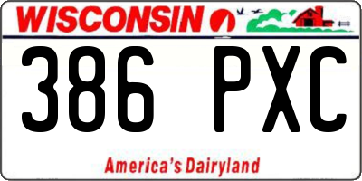 WI license plate 386PXC