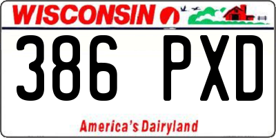 WI license plate 386PXD