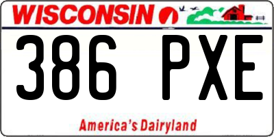 WI license plate 386PXE