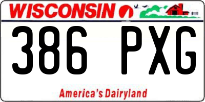 WI license plate 386PXG