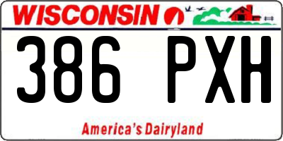WI license plate 386PXH