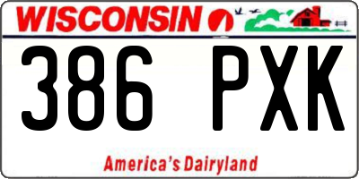 WI license plate 386PXK
