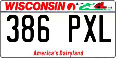 WI license plate 386PXL