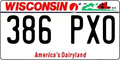 WI license plate 386PXO