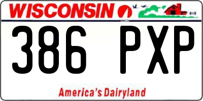 WI license plate 386PXP