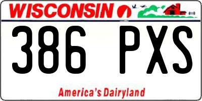 WI license plate 386PXS