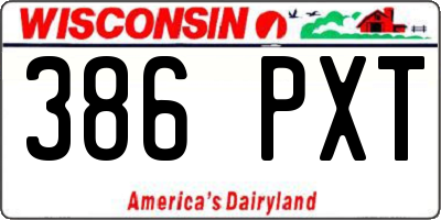 WI license plate 386PXT