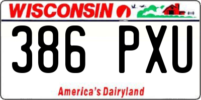 WI license plate 386PXU