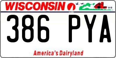 WI license plate 386PYA