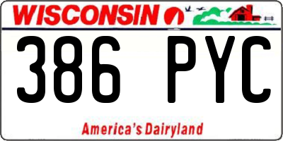 WI license plate 386PYC