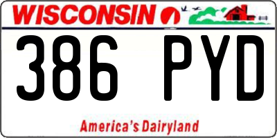 WI license plate 386PYD