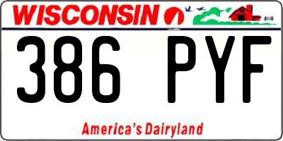 WI license plate 386PYF