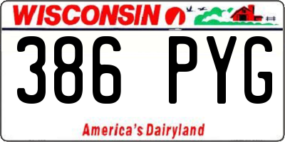 WI license plate 386PYG