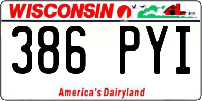 WI license plate 386PYI