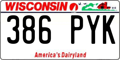 WI license plate 386PYK
