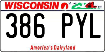 WI license plate 386PYL