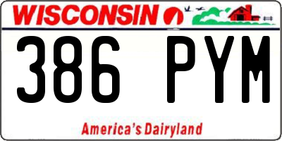 WI license plate 386PYM