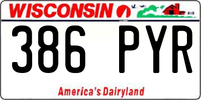 WI license plate 386PYR