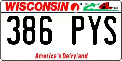 WI license plate 386PYS