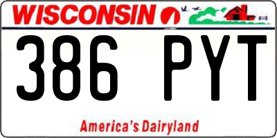 WI license plate 386PYT