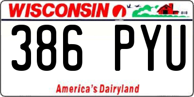WI license plate 386PYU