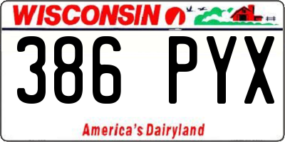 WI license plate 386PYX