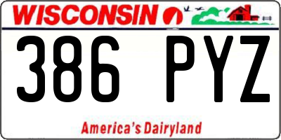 WI license plate 386PYZ