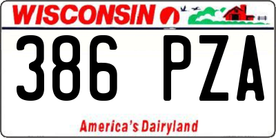 WI license plate 386PZA