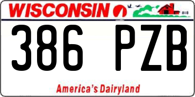 WI license plate 386PZB