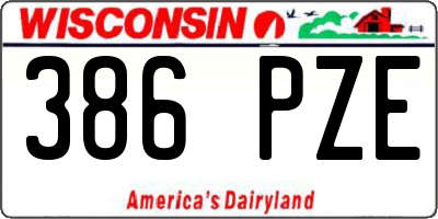 WI license plate 386PZE