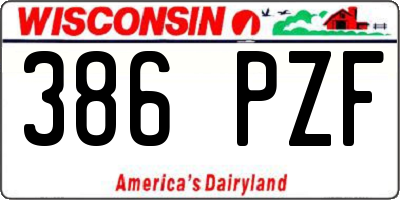 WI license plate 386PZF