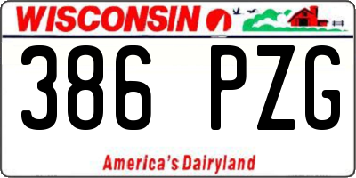 WI license plate 386PZG
