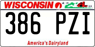 WI license plate 386PZI