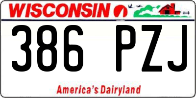 WI license plate 386PZJ