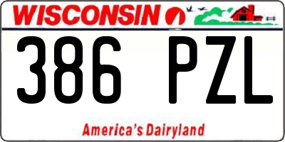 WI license plate 386PZL