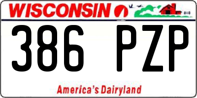 WI license plate 386PZP