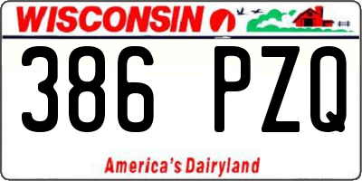 WI license plate 386PZQ