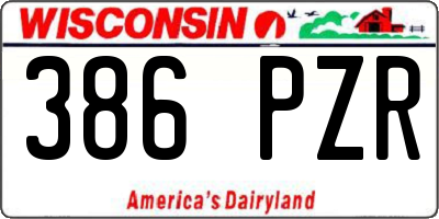 WI license plate 386PZR