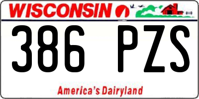 WI license plate 386PZS