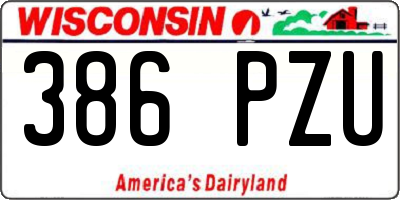 WI license plate 386PZU