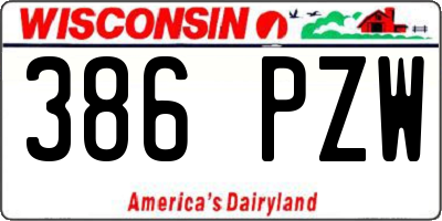 WI license plate 386PZW