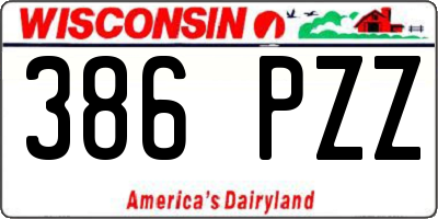 WI license plate 386PZZ