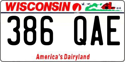 WI license plate 386QAE
