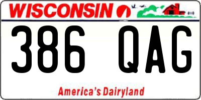 WI license plate 386QAG